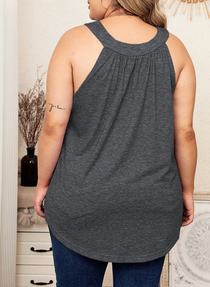 Plus Size Tank Tops for Women Pleated Flowy Summer Sleeveless Tops