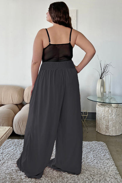 High Waisted Flowy Pull On Casual Wide Leg Pants