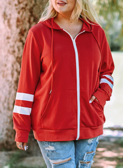 Women's Casual Fall Long Sleeve Zip Up Hoodies Hooded Sweatshirts with Pockets Plus Size