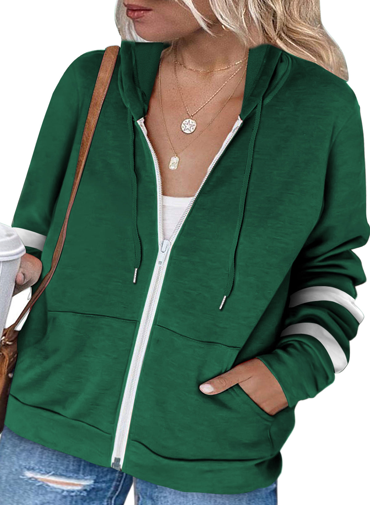 Women's Casual Fall Long Sleeve Zip Up Hoodies Hooded Sweatshirts with Pockets Plus Size