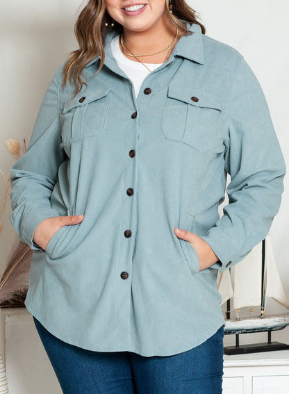 Plus Size Solid Color Jacket Mid-Length Casual Long Sleeve Coat