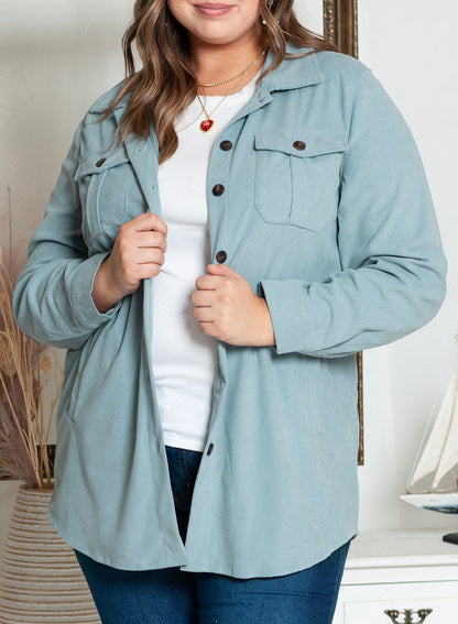 Plus Size Solid Color Jacket Mid-Length Casual Long Sleeve Coat