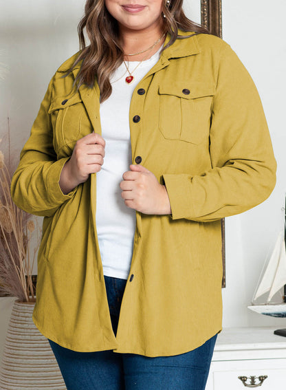 Plus Size Solid Color Jacket Mid-Length Casual Long Sleeve Coat