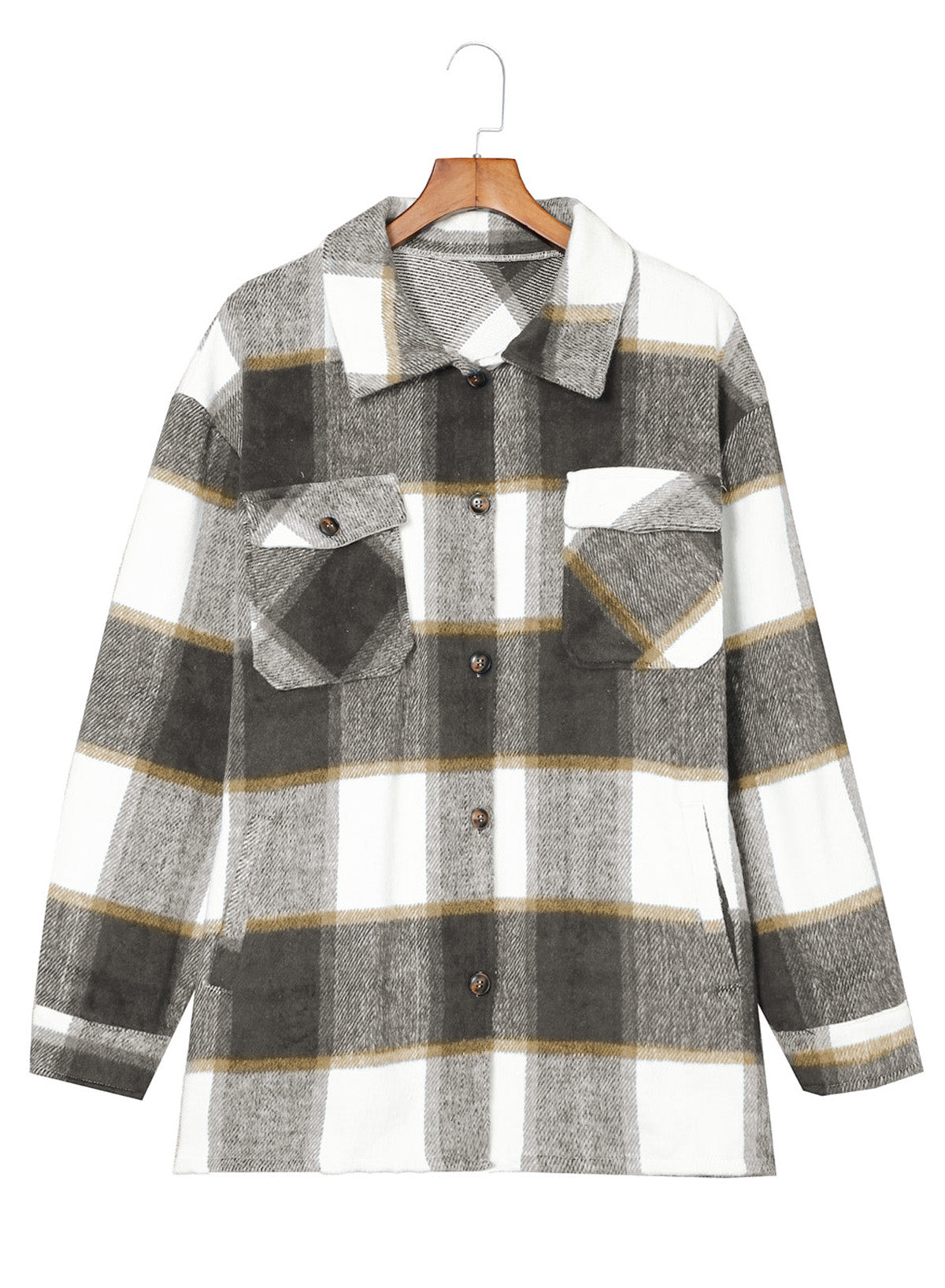 New Women's Tweed Tops Casual Long Sleeve Plaid Jacket