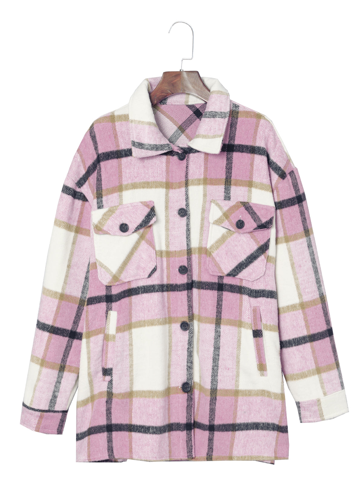 New Women's Tweed Tops Casual Long Sleeve Plaid Jacket