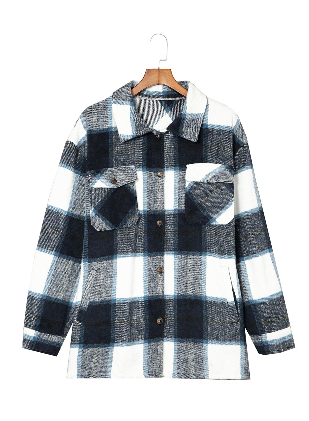 New Women's Tweed Tops Casual Long Sleeve Plaid Jacket