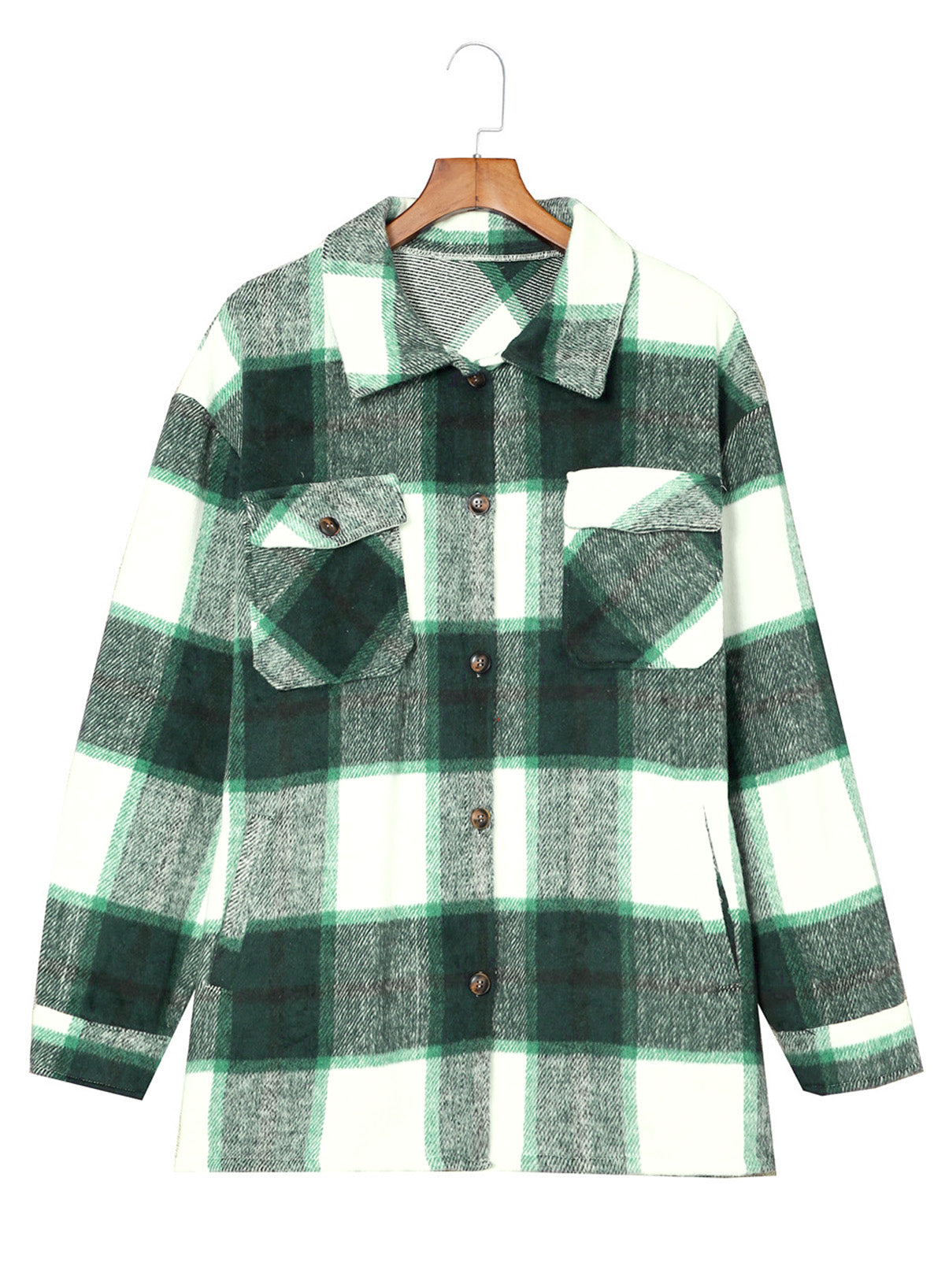 New Women's Tweed Tops Casual Long Sleeve Plaid Jacket