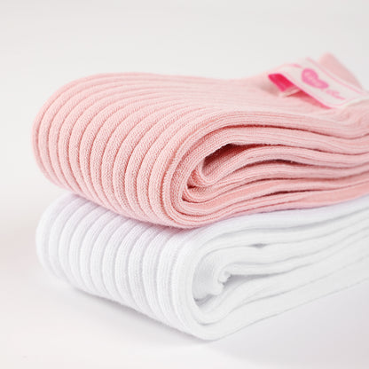 Kids Simple Cotton Ribbed Knee-High Socks