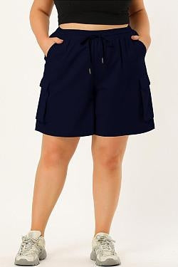 Work Pants Pocket Drawstring Casual Shorts Plus Size Pants