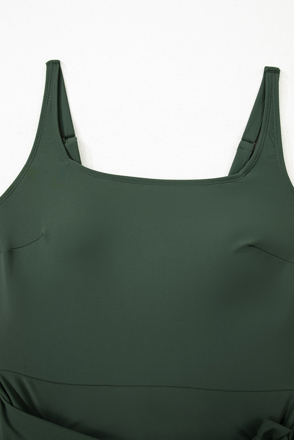 Square Neck Tie Waist One Piece Swim Dress Swimwear