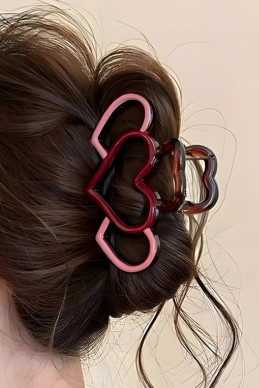Heart Acrylic Hair Claw Clip Colorblock Hollow Clip