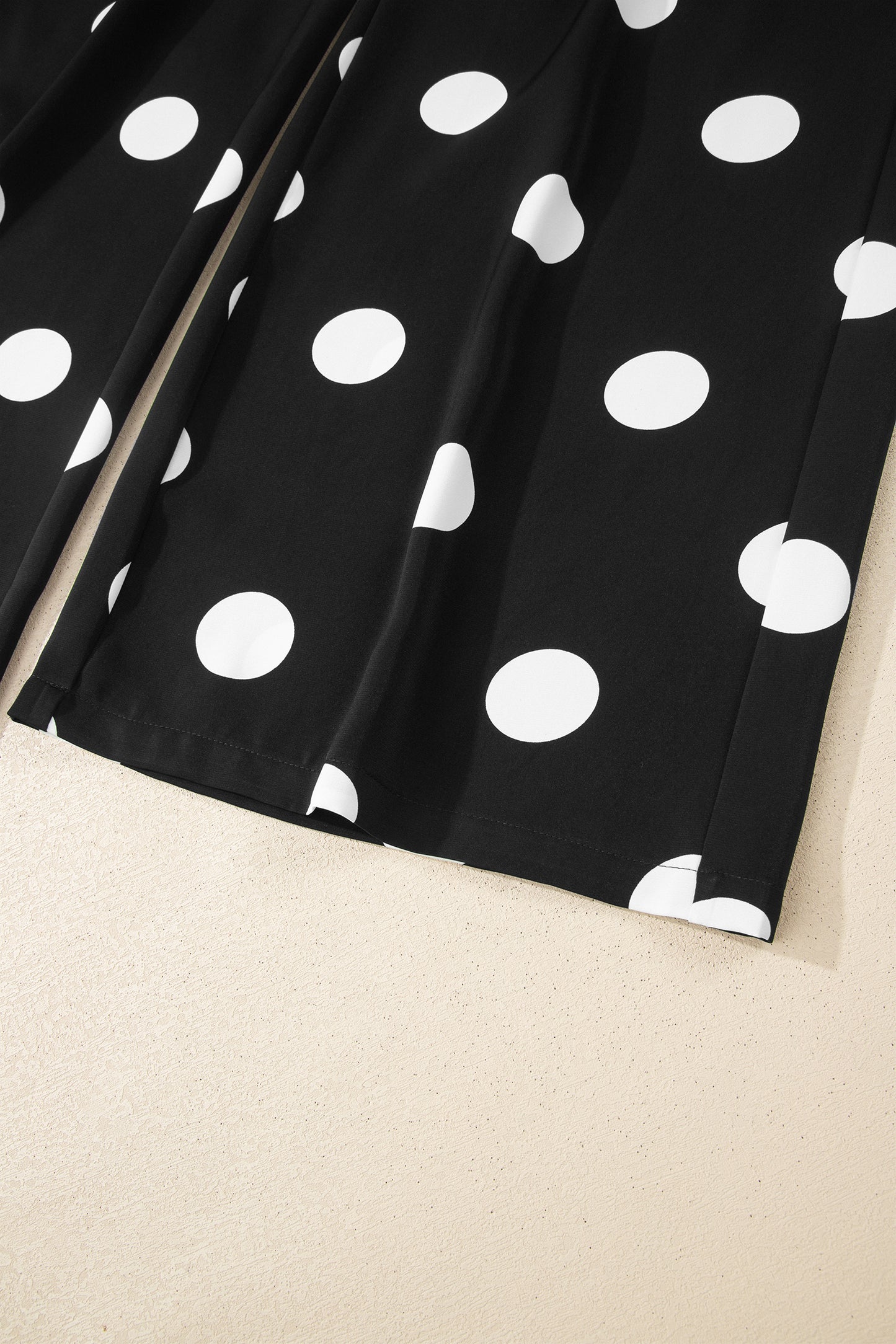 Black Polka Dot Wide Leg Pants and Tank Lounge Set