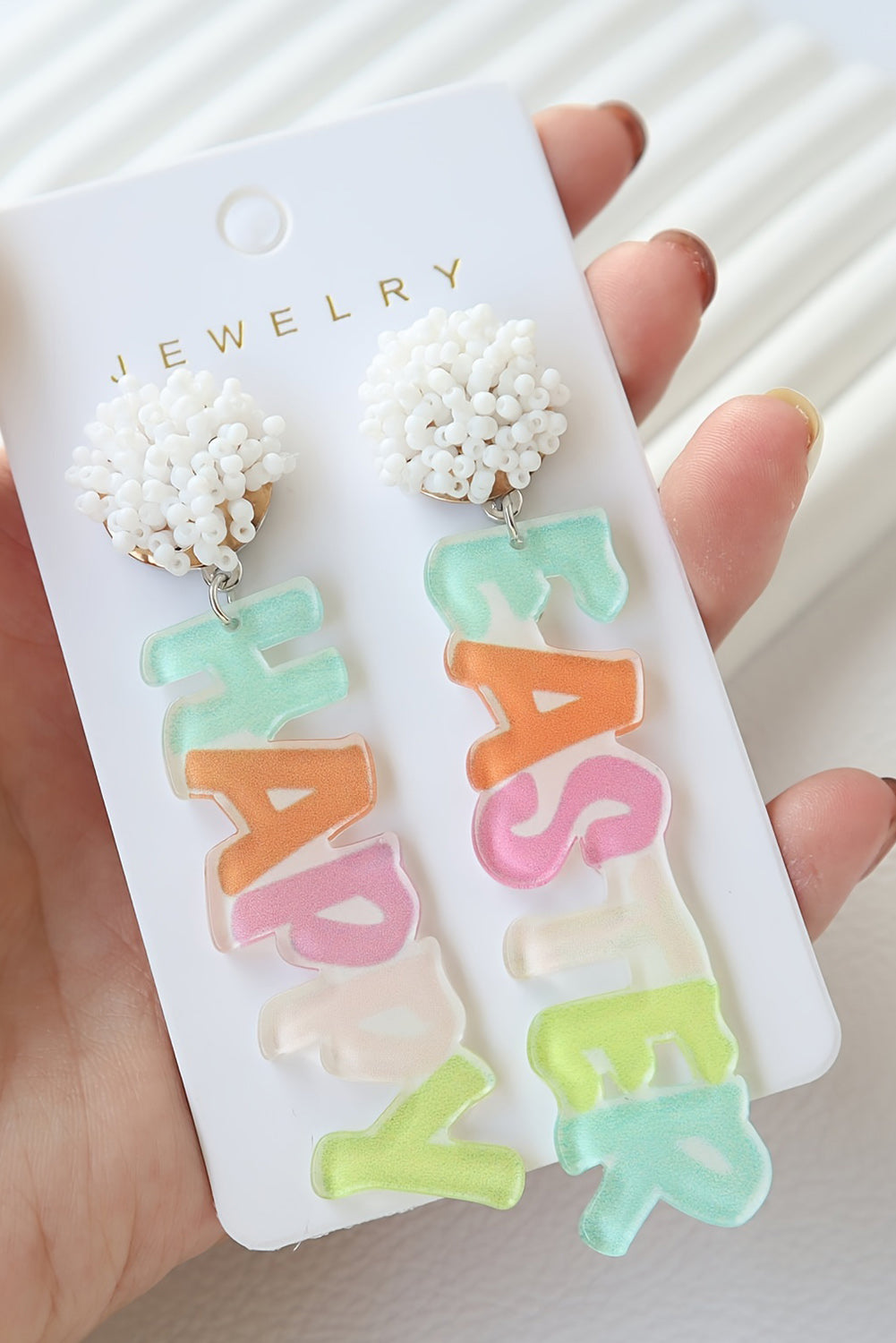 Happy Easter Acrylic Statement Drop Earrings