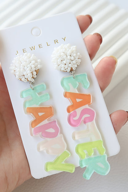 Happy Easter Acrylic Statement Drop Earrings