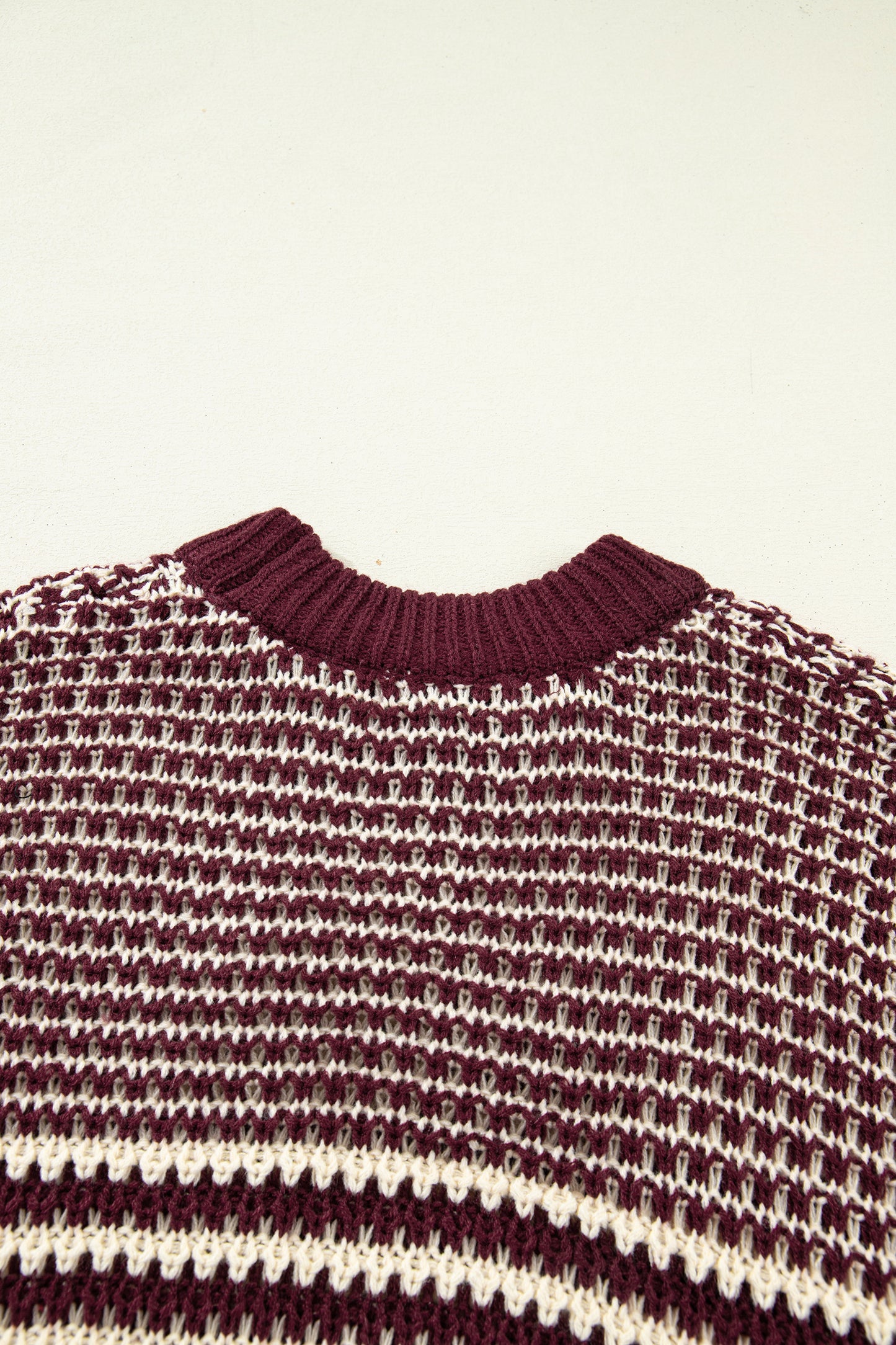 Red Stripe 3/4 Draped Sleeve Slouchy Sweater