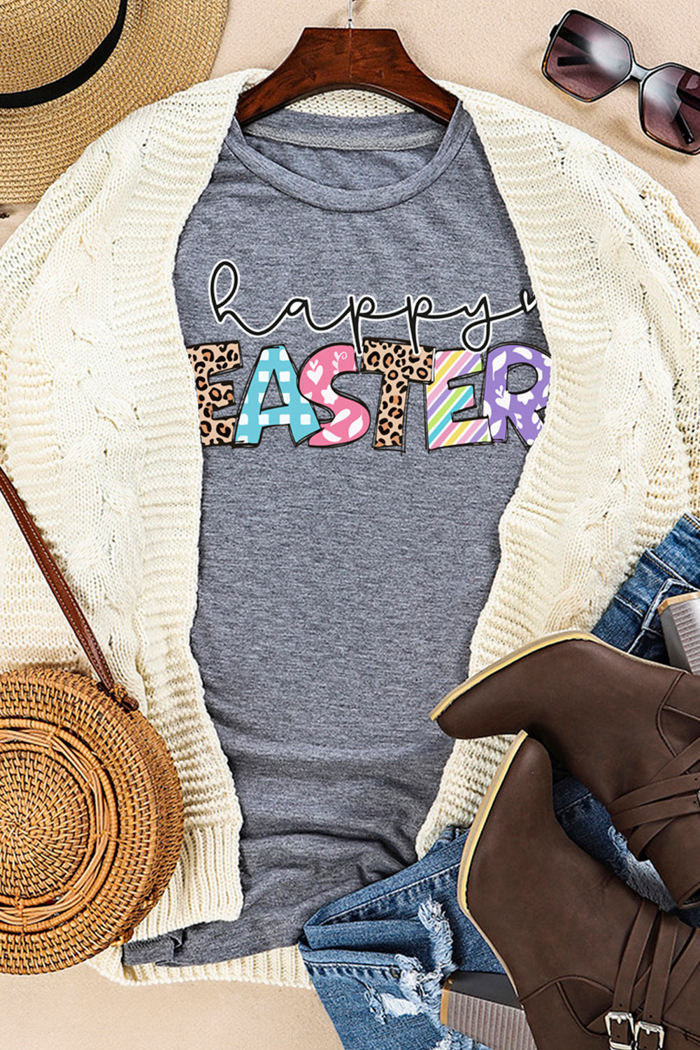 Happy EASTER Graphic Casual Crewneck Spring T Shirt