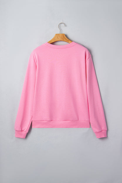 Pink Embroidered Pumpkin Halloween Crewneck Sweatshirt