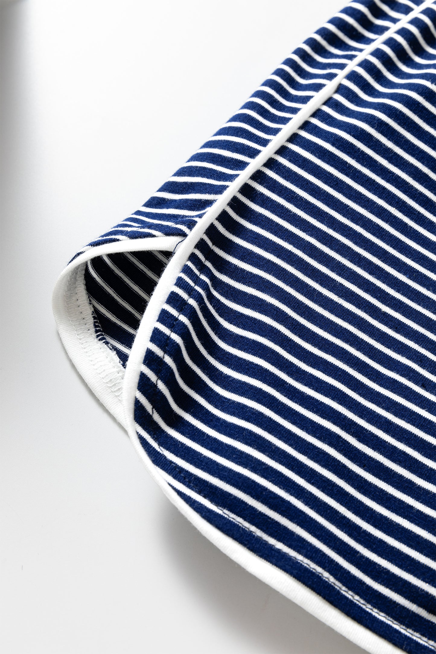 Blue Striped Long Sleeve Top and Buttoned Shorts Lounge Set