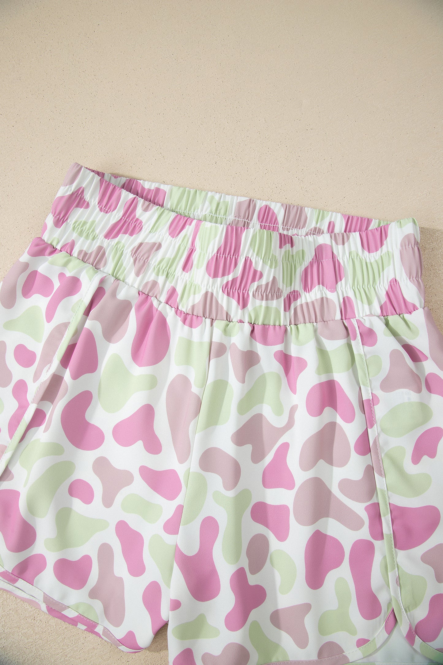 Sky Blue Western Camo Print High Waist Athleisure Shorts