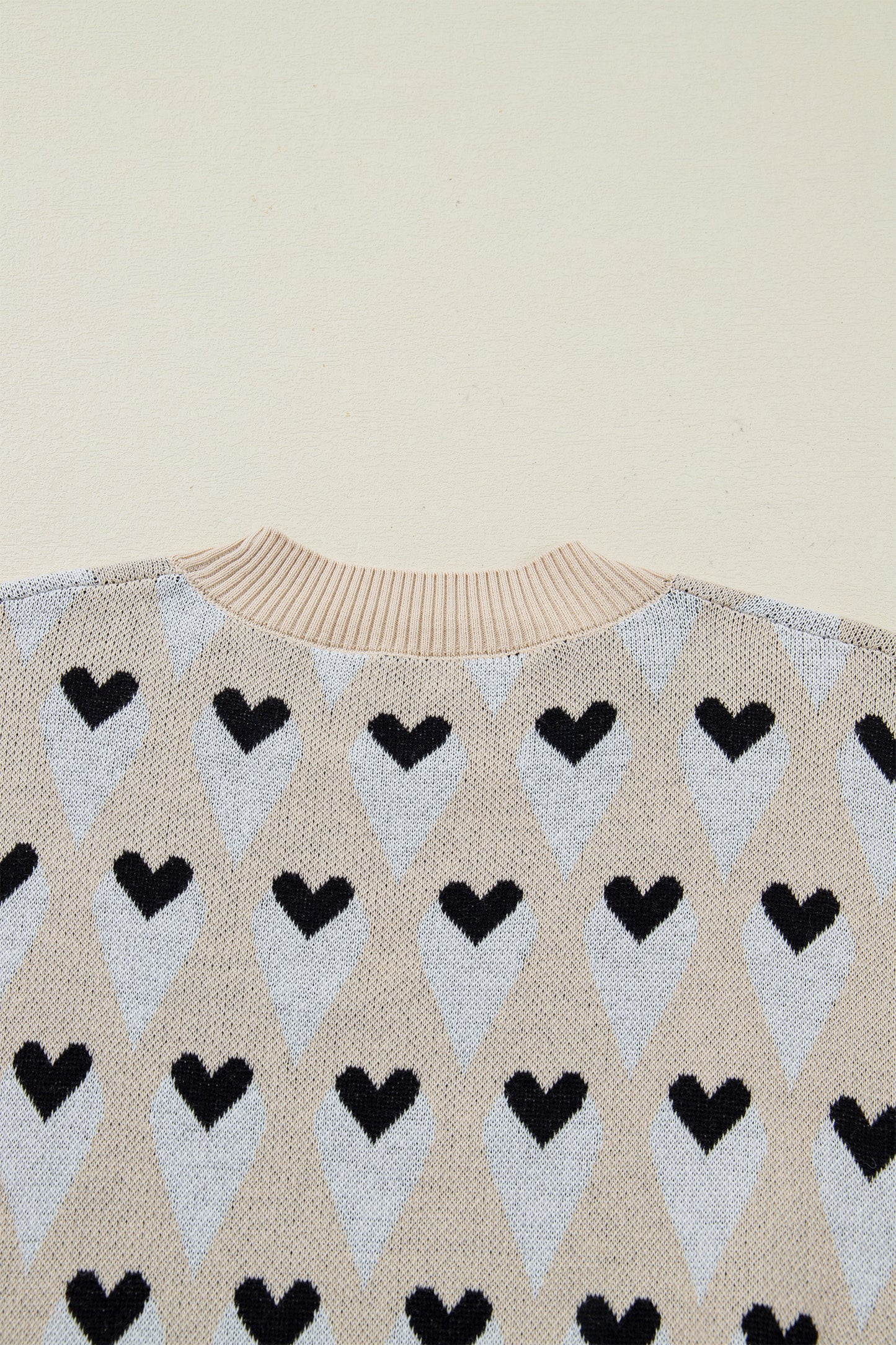 Valentine Heart Print Cozy Knit Loose Fit Sweater