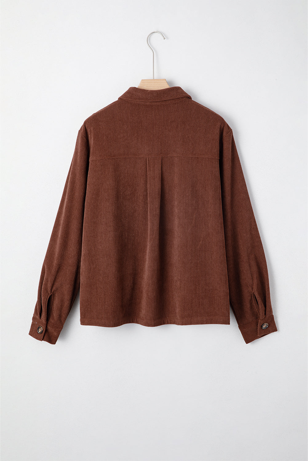 Coffee Corduroy Floral Embroidered Button Front Jacket