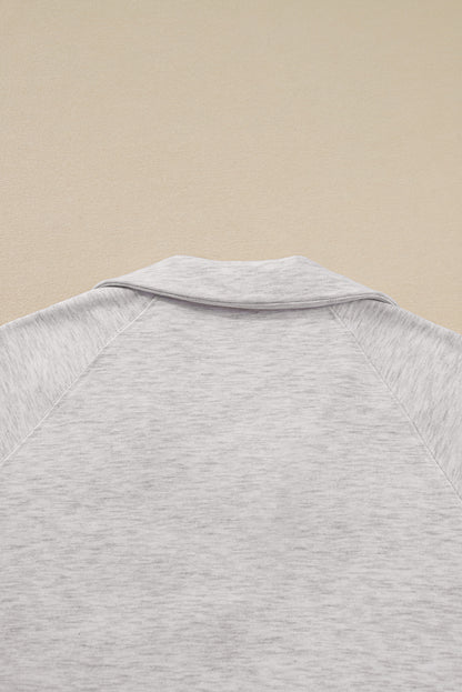 Light Grey Polo Collar Pullover & Drawstring Sweatpants Set