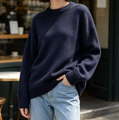 Women's Oversized Crew Neck Knit Pullover Sweater