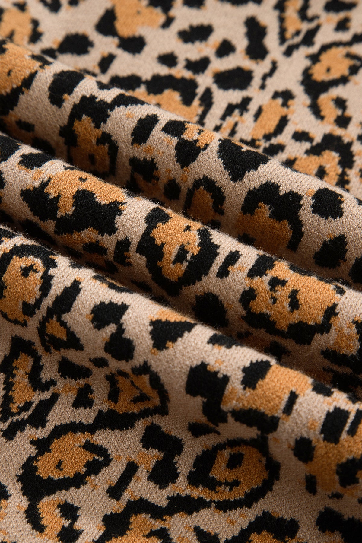 Leopard Print Button Up Knit Cardigan Top