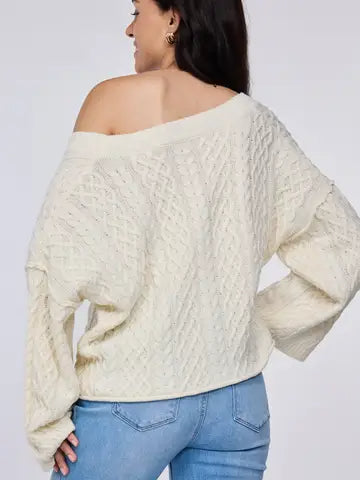 Apricot  Cozy Cable Knit Cropped Cardigan with Button Front