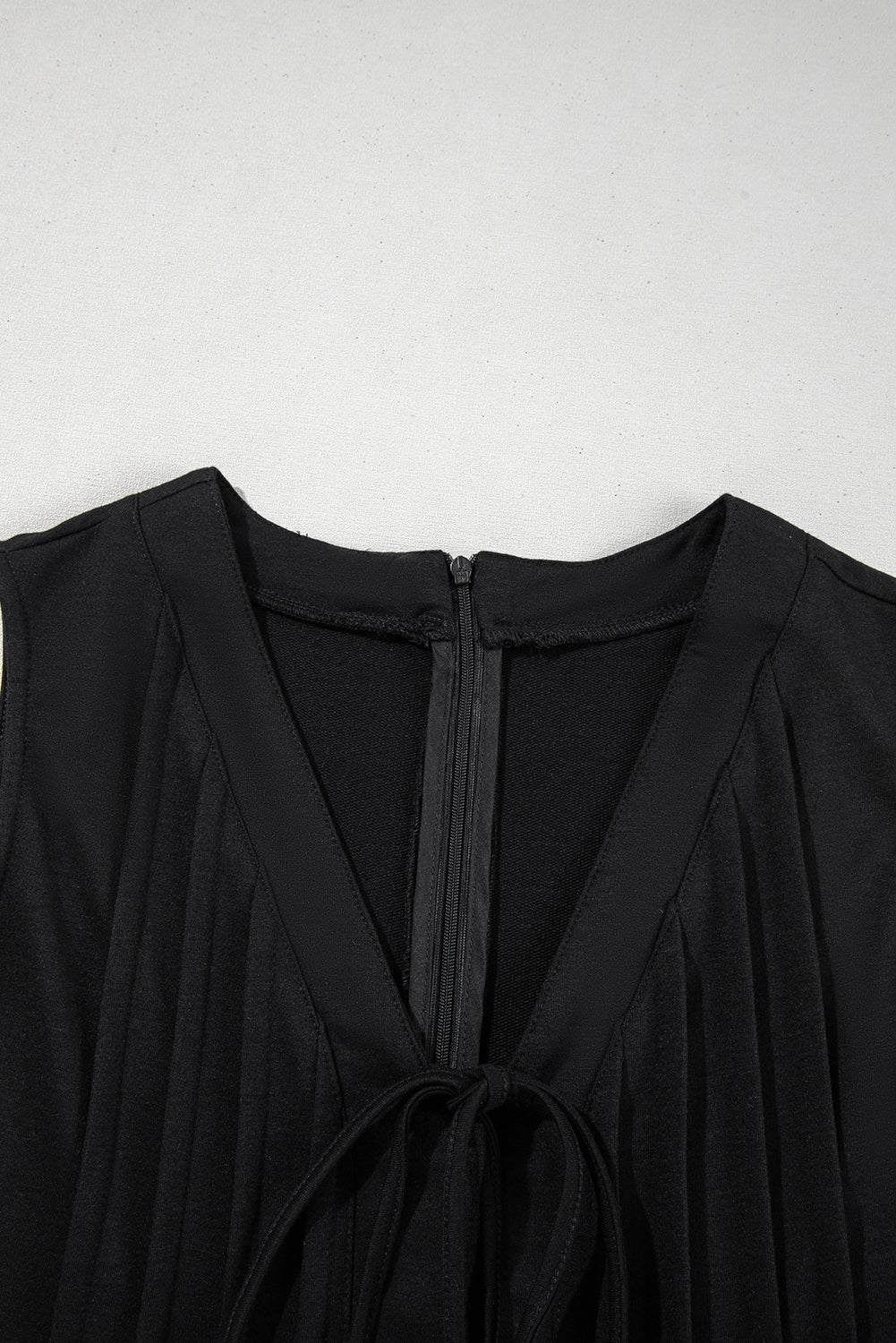 Black V Neck Tie Front Sleeveless Romper
