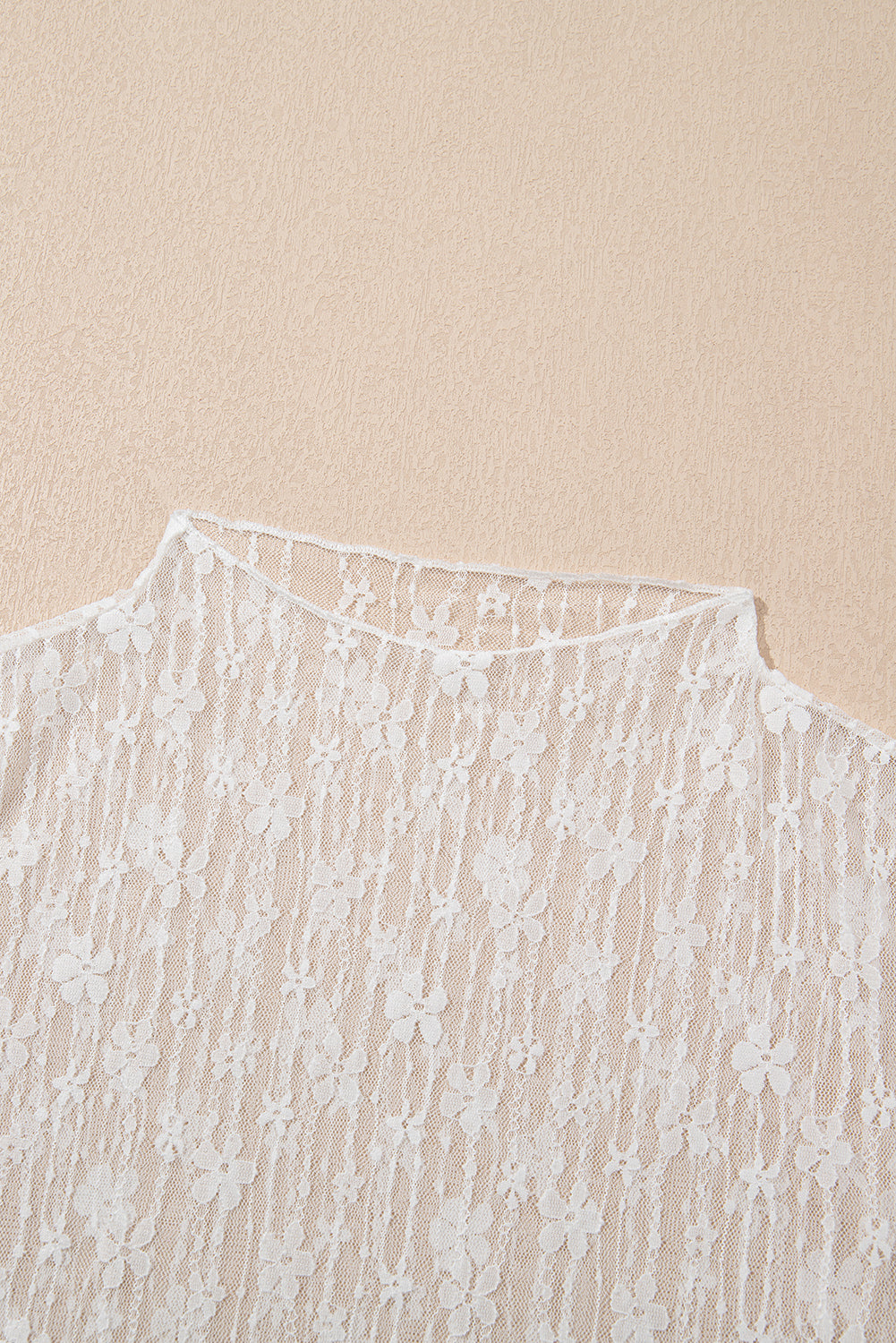 Ashleigh Blue Sheer Floral Lace Mock Neck Long Sleeve Top