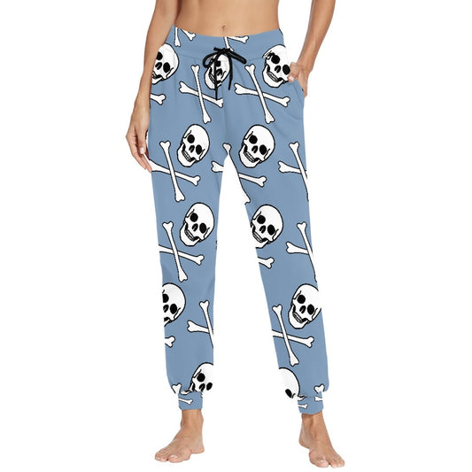 Skull Blue Bottom Adult Drawstring Pants