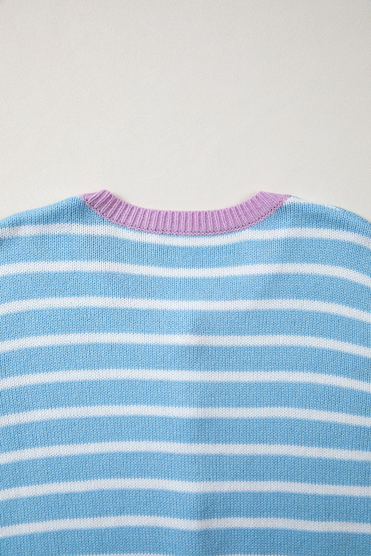 Sky Blue Pastel Stripe Button Knit Cardigan Sweater Top