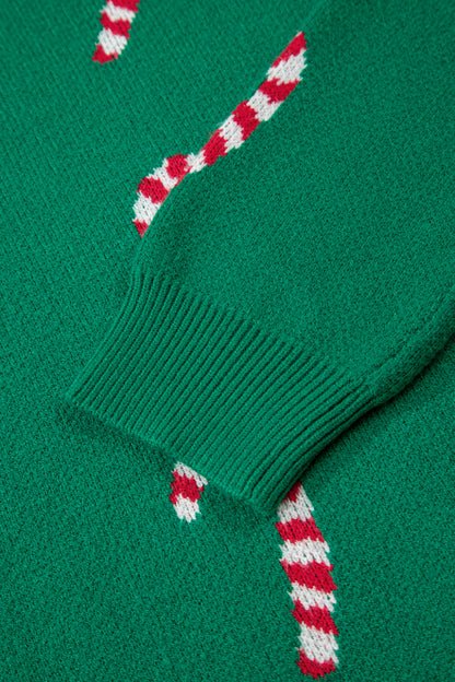 Sachet Pink Christmas Candy Cane Holiday Drop Shoulder Sweater