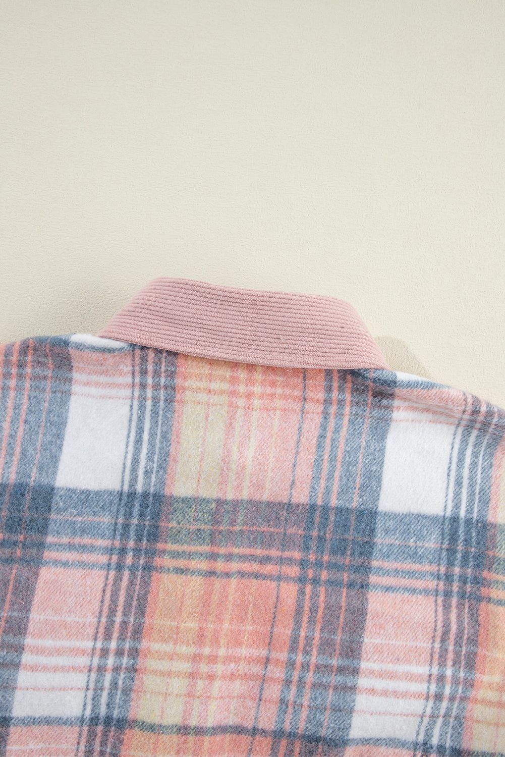 Light Pink Plaid Corduroy Patchwork Pocket Shacket