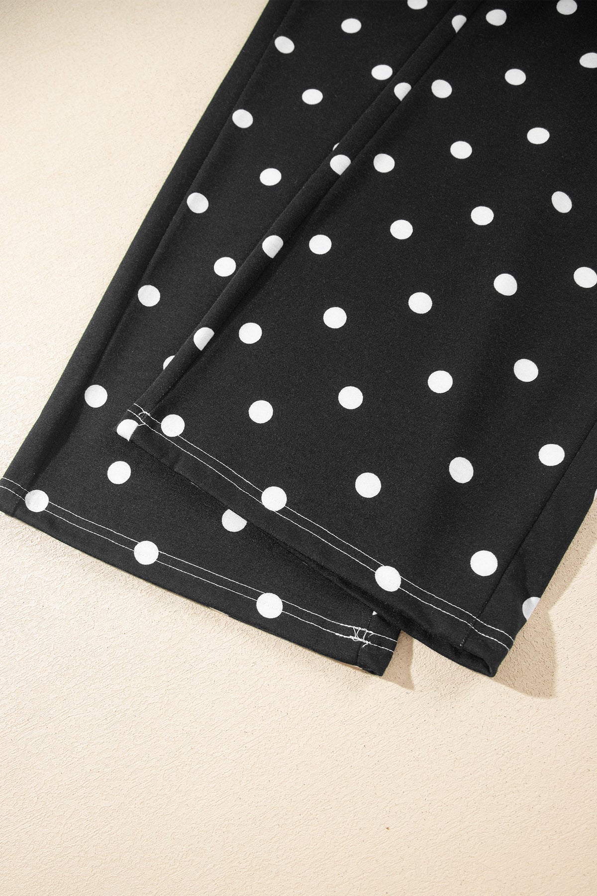 Polka Dot Puff Sleeve Wide Leg Two Piece Pants Set