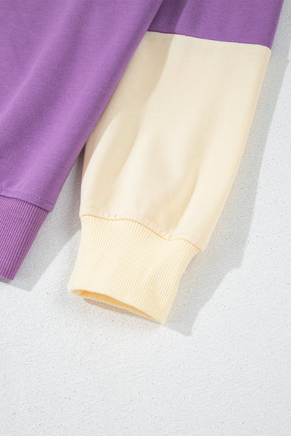 Mauve Colorblock Drop Shoulder Oversized Sweatshirt