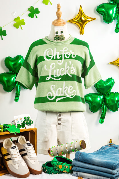 Green Stripe Oh For Luck’s Sake St Patrick Knit Tee
