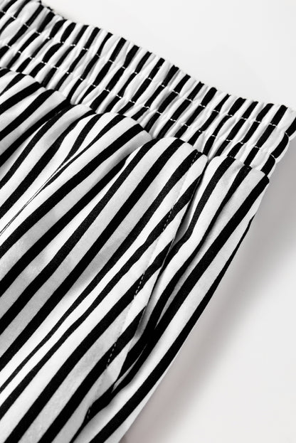 Stripe Elastic Waist Wide Leg Lounge Pants