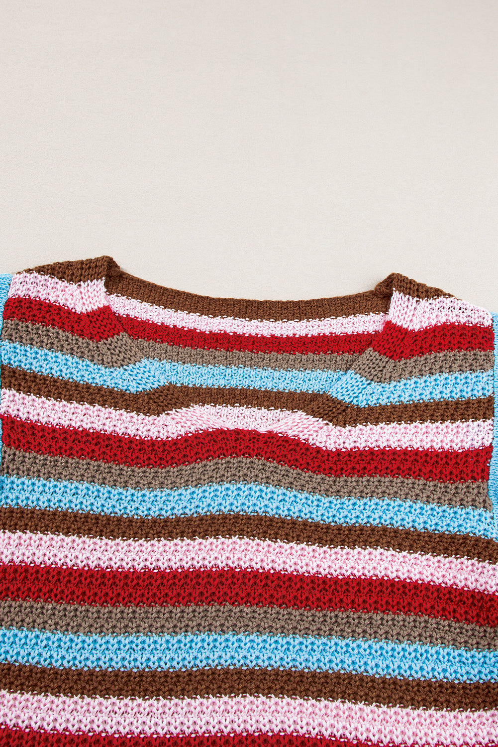 Multicolour Striped Ruffled Sleeve V Neck Sweater