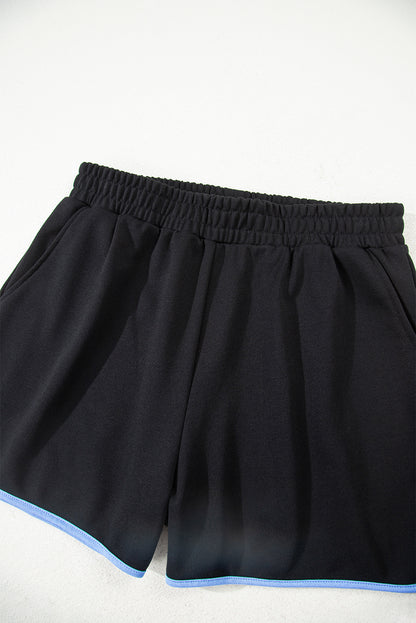 Color Block Patchwork Pullover and Shorts 2pcs Set