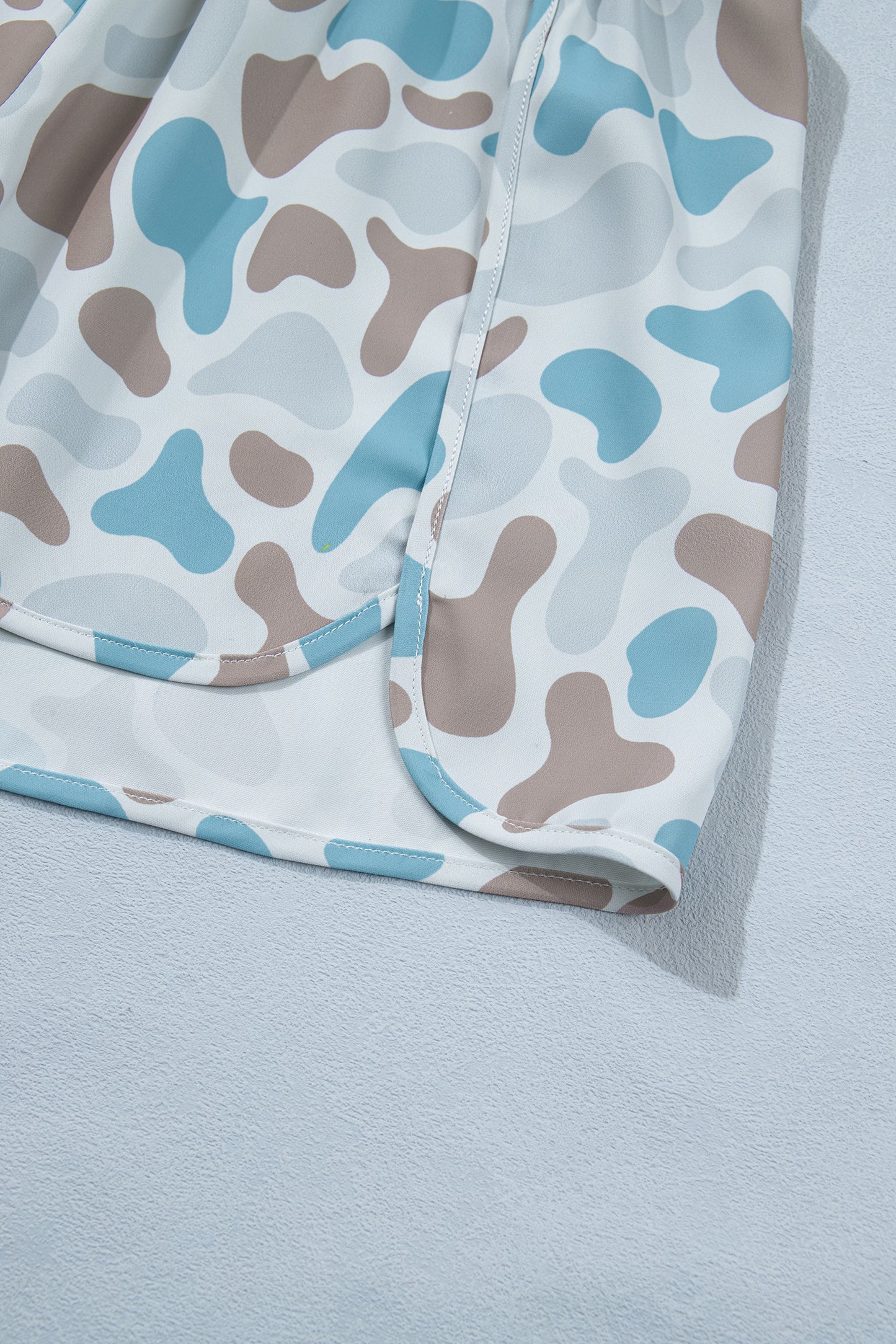 Sky Blue Western Camo Print High Waist Athleisure Shorts