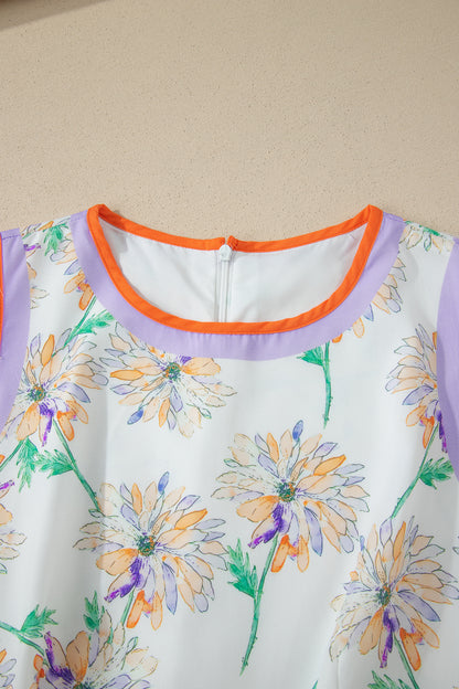 Floral Sleeveless Maxi Dress Women Belted Summer Casual