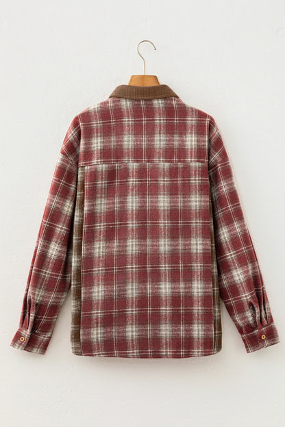 Color Block Plaid Button Down Oversized Flannel Shirt