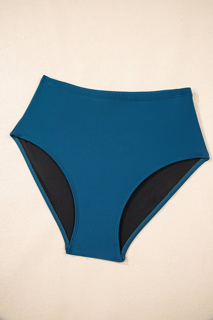 Navy Ricrac Trim Flared Spaghetti Strap Tankini Set
