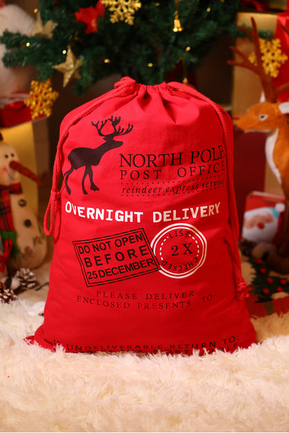 Red Christmas Drawstring Reusable Large Gift Bag 50x66cm