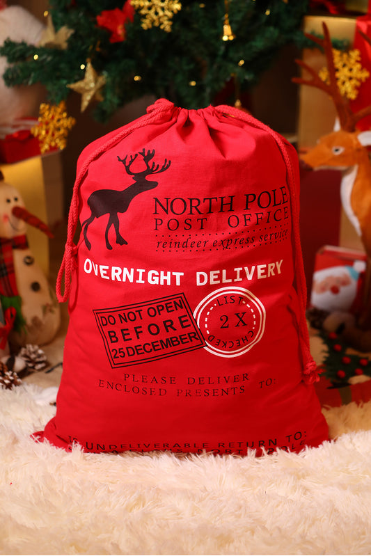 Red Christmas Drawstring Reusable Large Gift Bag 50x66cm