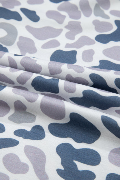 Camo Zip Collar Pullover Sweatshirt with Kangaroo Pocket