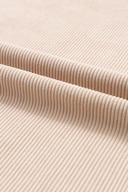 Apricot Ribbed Corduroy Oversized Long Sleeve Top