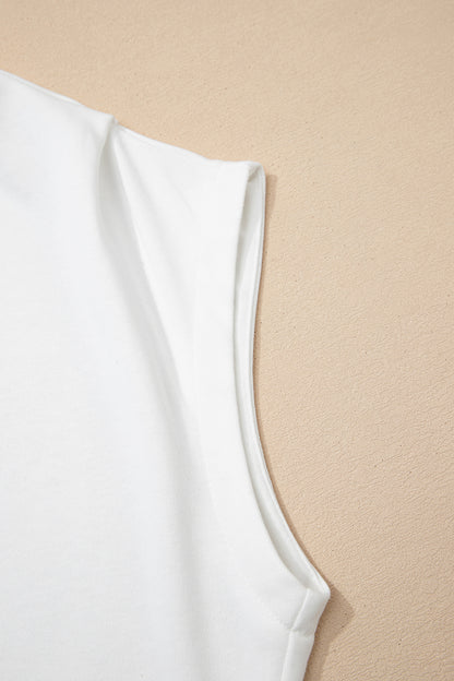 High Neck Cap Sleeve Loose Casual Top